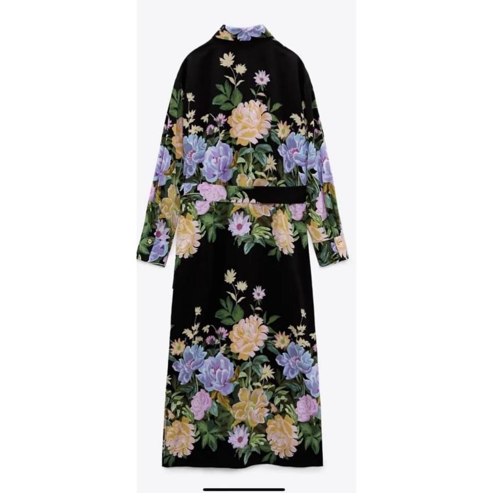 Zara Floral Silk Tie Dress (Sz Medium) - Picture 3 of 5